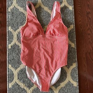 Maternity Shade & Shore Red Checkered Swimsuit